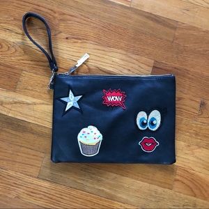 BRAND NEW Faux Leather Wristlet with Patches